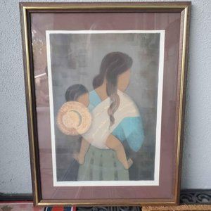 "Femme à l'enfant" (Woman with Child) Signed Lithograph Print by Louis Toffoli